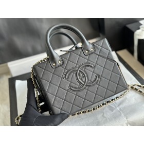 CH-Double zipper cosmetic case classic ribbed design, diagonal handbag(15cmx20.5cmx10.5cm)